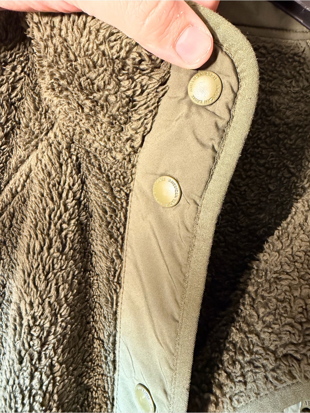American Eagle Outfitters Army Green Teddy Sherpa Jacket - Picture 6 of 7